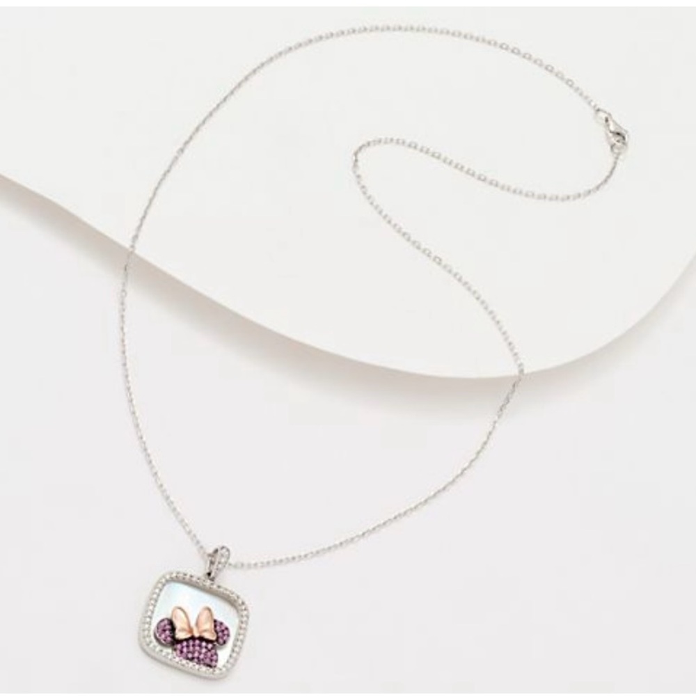 Disney Silver Necklace with Pink Accents